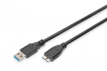 Digitus AK-300116-010-S USB kábel 1 M USB 3.2 Gen 1 (3.1 Gen 1) USB A Micro-USB B Fekete 