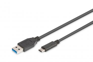 Digitus 1m USB 3.1 C - A USB kábel USB 3.2 Gen 1 (3.1 Gen 1) USB C USB A Fekete 