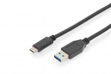 Digitus AK-300146-010-S USB kábel 1 M USB 2.0 USB C USB A Fekete 