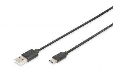 Digitus AK-300154-010-S USB kábel 1 M USB 2.0 2 x USB A USB C Fekete 