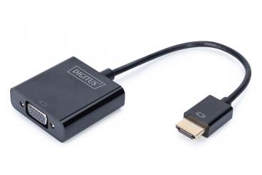 Digitus HDMI/VGA/3.5mm VGA (D-Sub) Fekete 