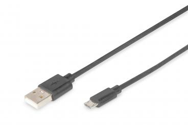 Digitus 1.8m, USB2.0-A/USB2.0 micro-B USB kábel 1,8 M USB A Micro-USB B Fekete 