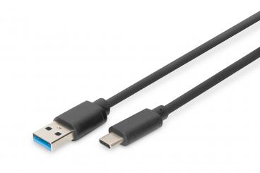 Digitus 1m, USB3.0-C/USB3.0-A USB kábel USB 3.2 Gen 1 (3.1 Gen 1) USB C USB A Fekete 