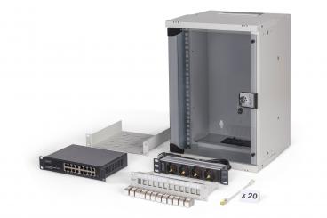 Digitus 10" network bundle, 9U cabinet and equipment, gr Szürke 