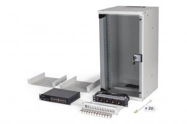 Digitus 10" network bundle, 12U cabinet and equipment, gr Szürke 