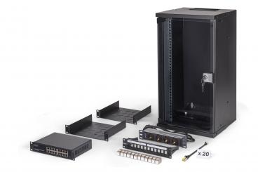 Digitus 10" network bundle, 12U cabinet and equipment, bl Fekete 
