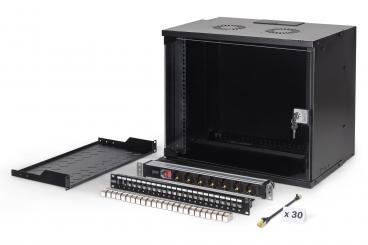 Digitus 19" network bundle, 9U cabinet and equipment, bl Fekete 