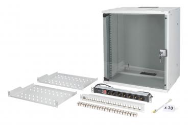 Digitus 19" network bundle, 12U cabinet and equipment, gr Szürke 