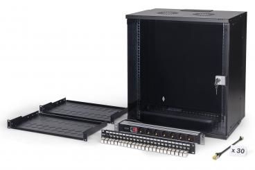 Digitus 19" network bundle, 12U cabinet and equipment, bl Fekete 