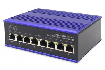 ASSMANN Electronic DN-650108 hálózati kapcsoló Fast Ethernet (10/100) Ethernet-áramellátás (PoE) támogatása Fekete, Kék 