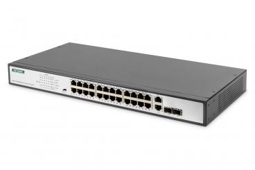 Digitus DN-95343 hálózati kapcsoló Beállítást nem igénylő (unmanaged) Fast Ethernet (10/100) Ethernet-áramellátás (PoE) támogatása 1U Fekete, Ezüst 