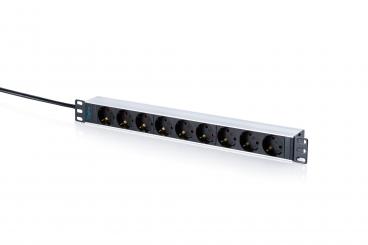 Digitus 1U Aluminum PDU, rackmountable, 9x Safety outlet 
